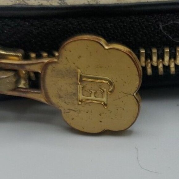 ERIC JAVITS Reptile Patchwork Leather Black Tan Zip Around Wallet - Picture 10 of 15